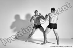 Underwear Martial art Man - Man White Moving poses Athletic Short Brown Dynamic poses Academic